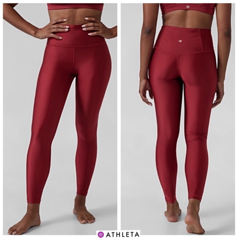 🔥NWTS-$100 ATHLETA Elation Shine Tights XL Ultra High-Rise Leggings Red Tights